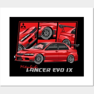 Mitsubishi Lancer evolution evo 9 Red, JDM Posters and Art